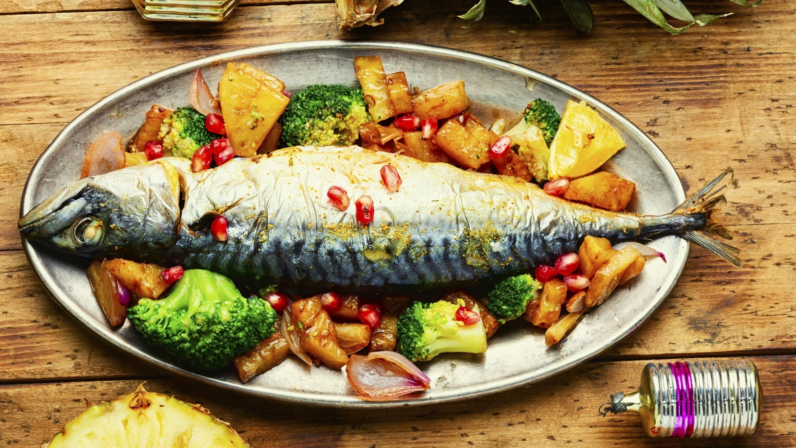 طبق سمك ماكريل مع الخضروات