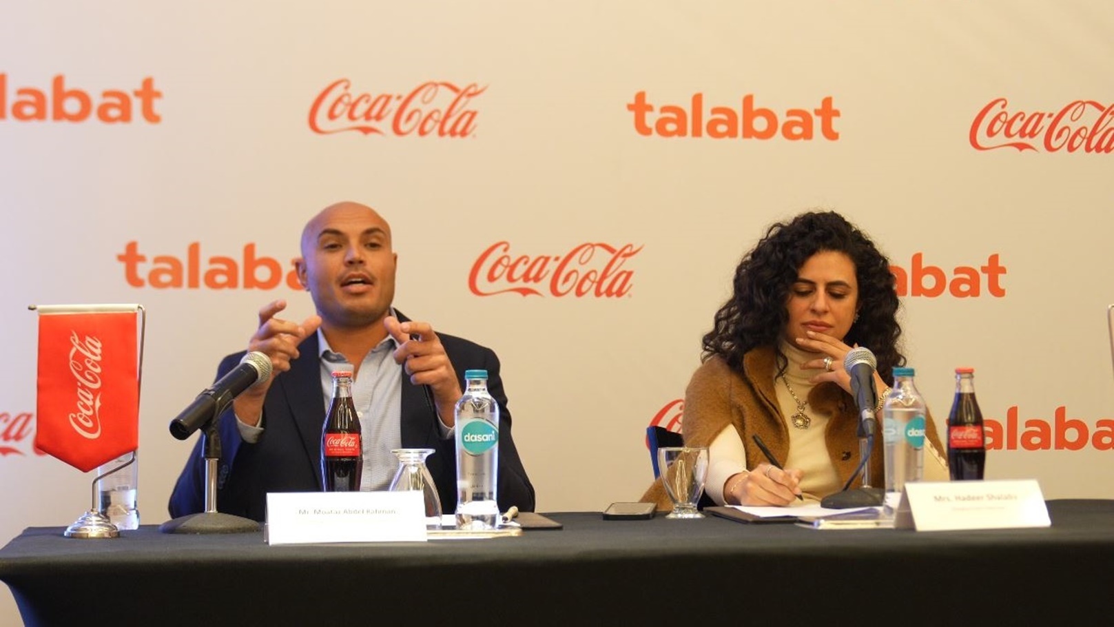 معتز عبدالرحمن خلال مؤتمر الشراكة بين كوكاكولا وطلبات